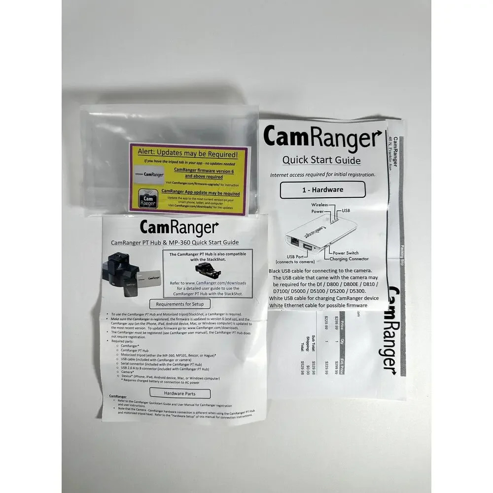 CamRanger Wireless Camera Remote Control & CamRanger PT Hub and MP-360